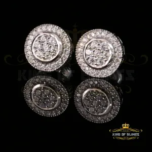 King of Blings- Aretes Para Hombre 925 White Silver 1.59ct Cubic Zirconia Round Women's Earrings