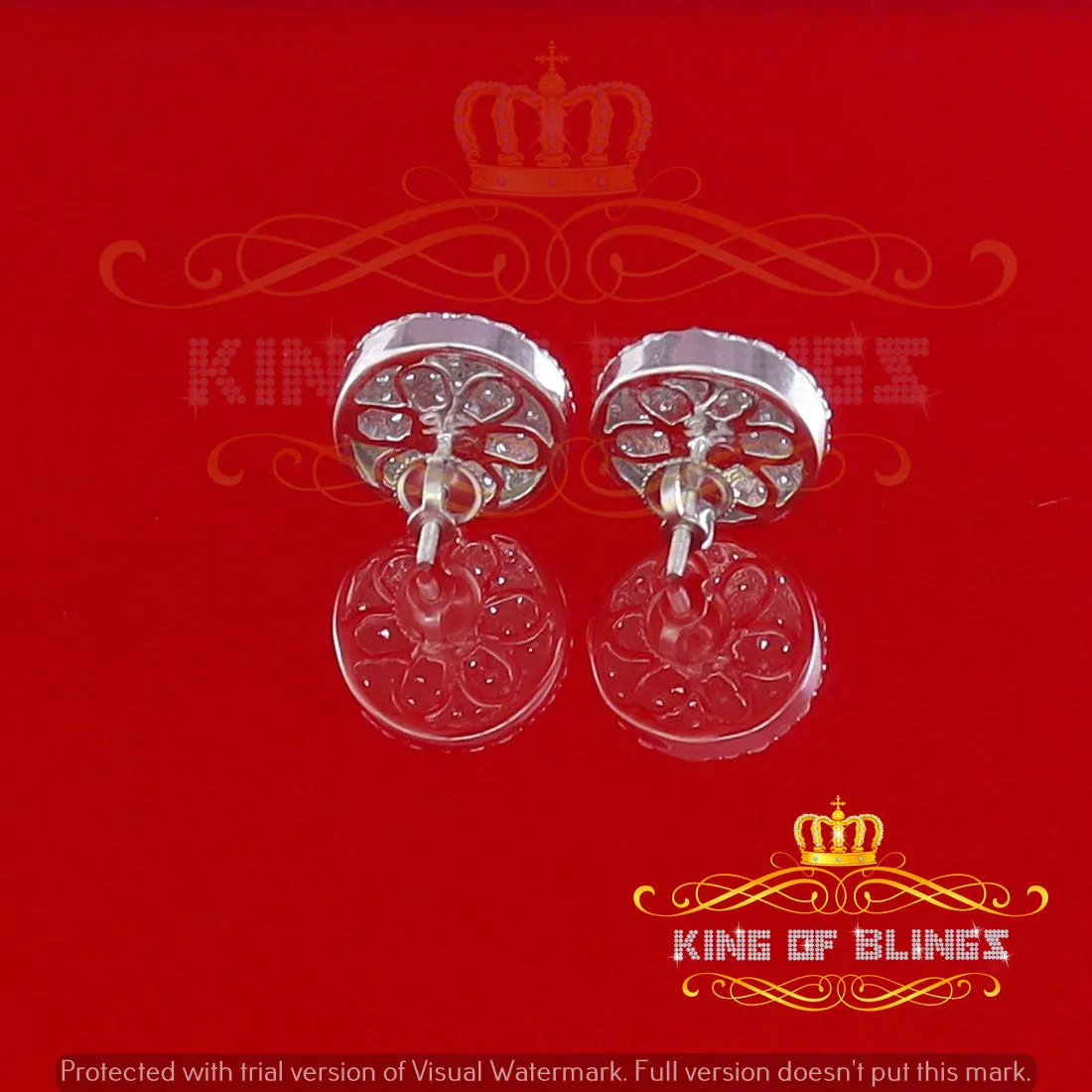 King of Blings- Aretes Para Hombre 925 White Silver 2.44ct Cubic Zirconia Round Women's Earring