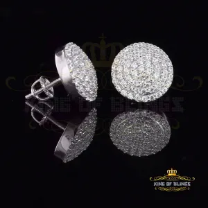 King of Blings- Aretes Para Hombre 925 White Silver 2.44ct Cubic Zirconia Round Women's Earring