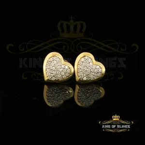 King of Bling's Aretes Para Hombre 925 Yellow Silver 0.71ct Cubic Zirconia Heart Women's Earring