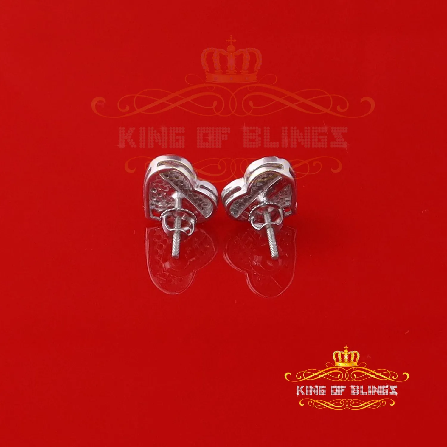 King Of Bling's Aretes Para Hombre Heart 925 White Silver 0.33ct Diamond Women's /Men's Earring