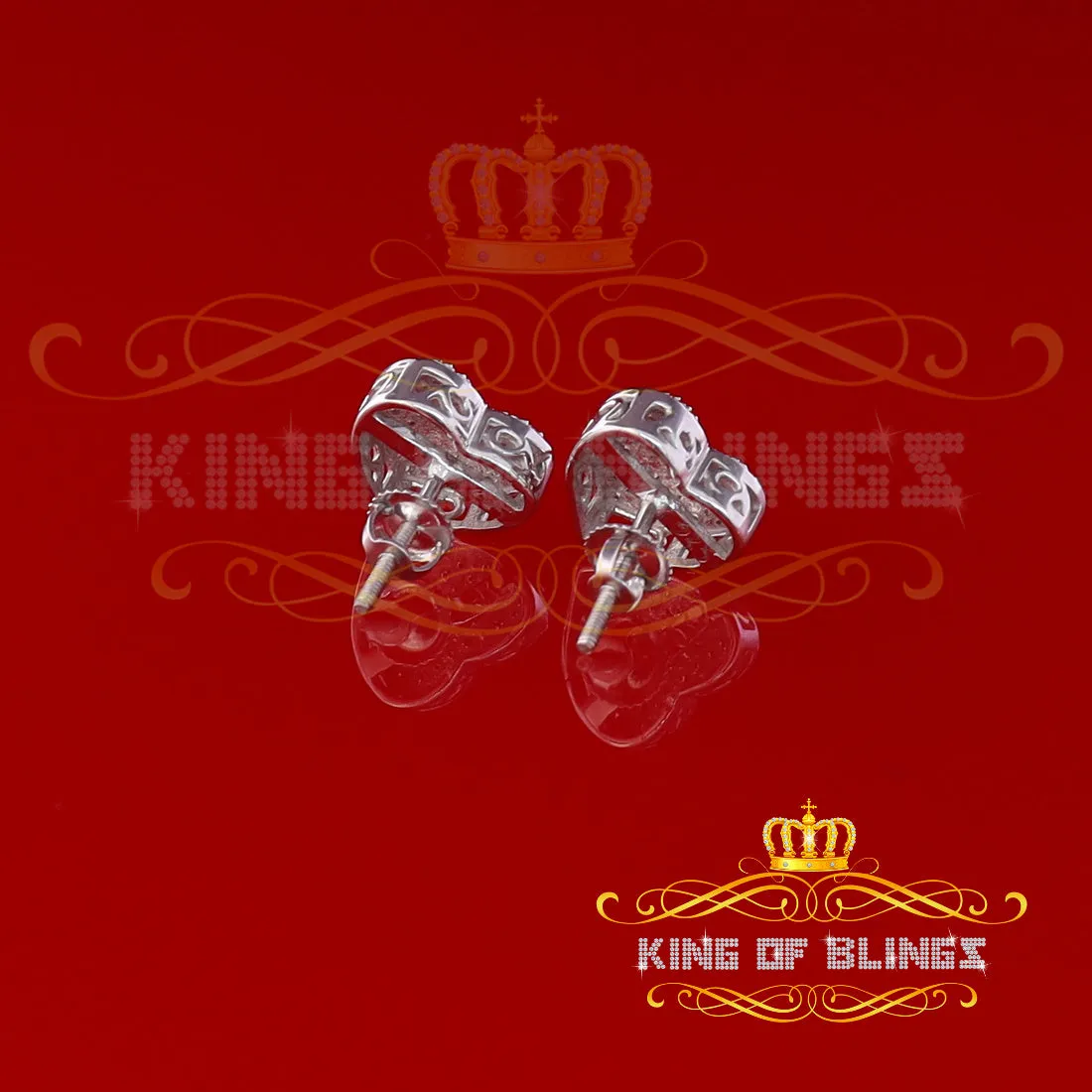 King Of Bling's Aretes Para Hombre Heart White Silver 0.20ct Diamond Women's /Men's Earring