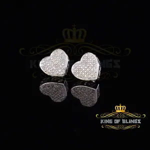 King Of Bling's Aretes Para Hombre Heart White Silver 0.20ct Diamond Women's /Men's Earring