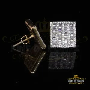 King of Bling's Hip Hop 925 Sterling Yellow Silver 1.60ct Cubic Zirconia Women Square Earrings