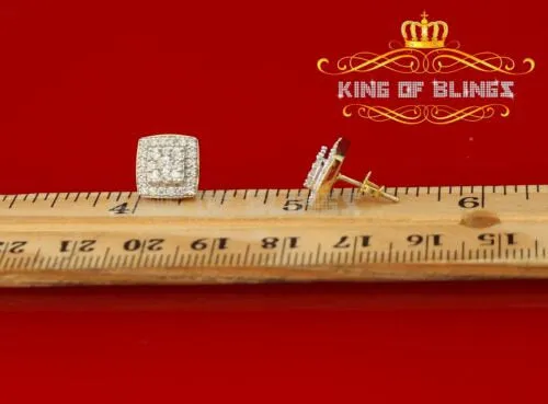 King of Bling's Hip Hop Yellow Silver Screw Back 1.04ct Cubic Zirconia Women's Square Earrings