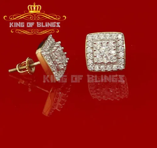 King of Bling's Hip Hop Yellow Silver Screw Back 1.04ct Cubic Zirconia Women's Square Earrings