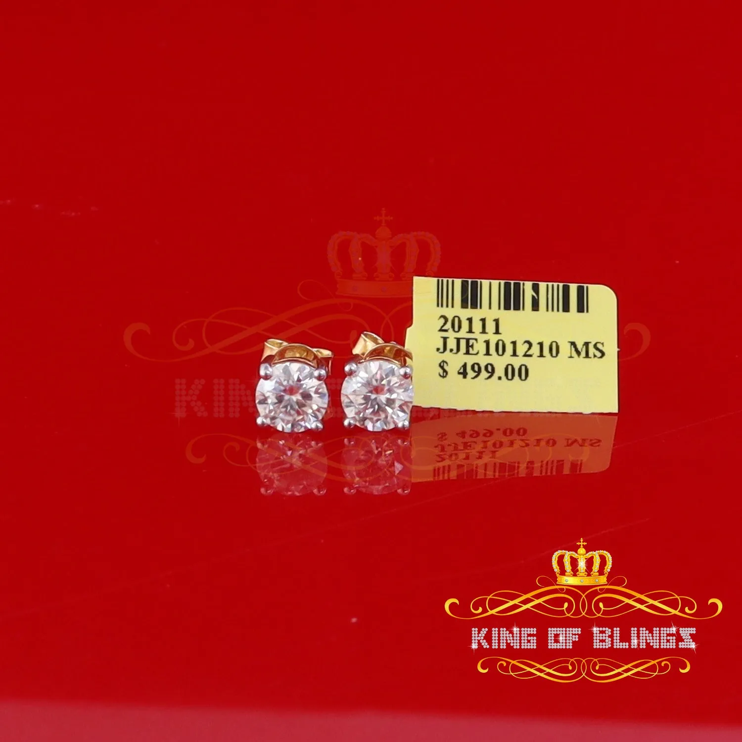 King  of Bling's Men's & Women's Yellow 925 Silver 2.00ct VVS 'D' Moissanite Stud Stud Earrings
