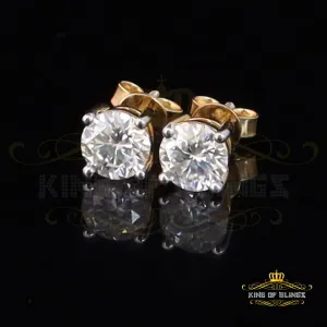 King  of Bling's Men's & Women's Yellow 925 Silver 2.00ct VVS 'D' Moissanite Stud Stud Earrings