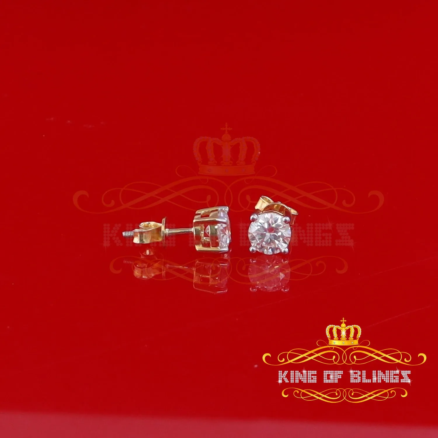 King  of Bling's Men's & Women's Yellow 925 Silver 2.00ct VVS 'D' Moissanite Stud Stud Earrings