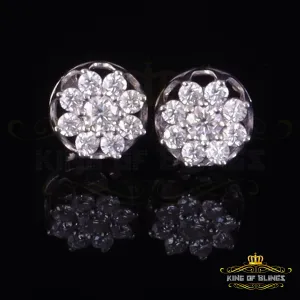 King of Bling's Men's/Womens 925 Silver White 1.00ct VVS 'D' Moissanite Round Stud Earrings