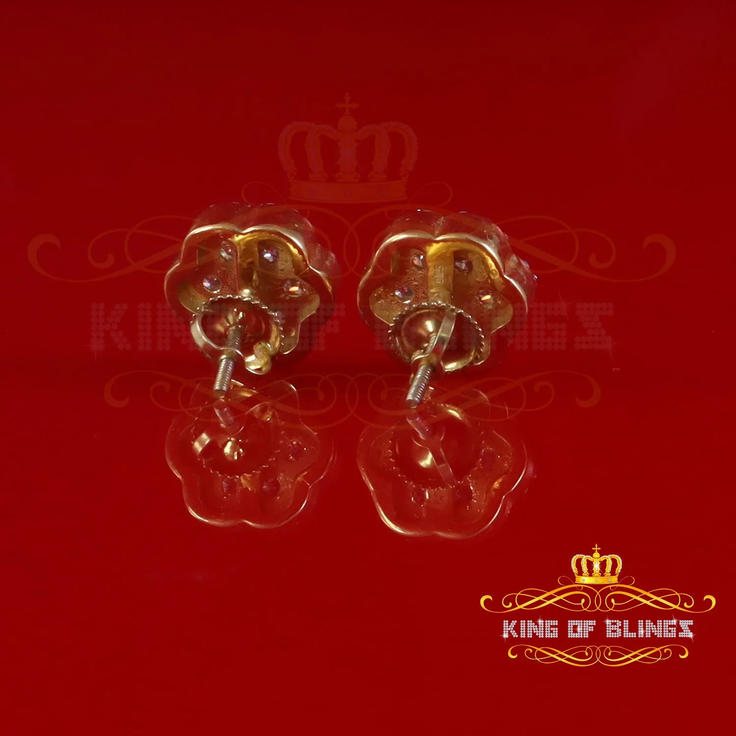 King  of Bling's Yellow Floral 1.50ct VVS 'D' Moissanite 925 Stud Earrings Men's/Women