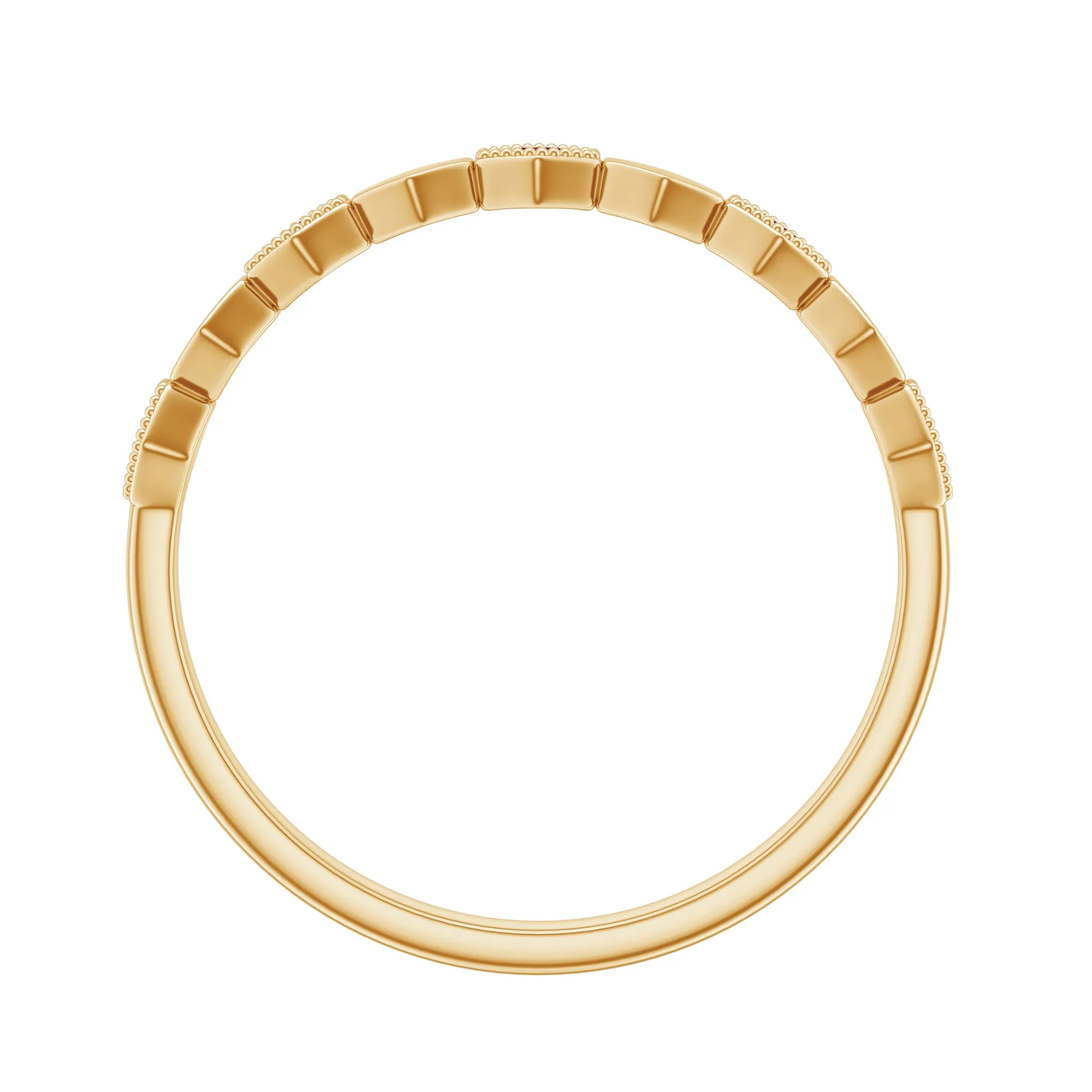 Lab-Created Ruby Hexagon Eternity Ring with Beaded Gold