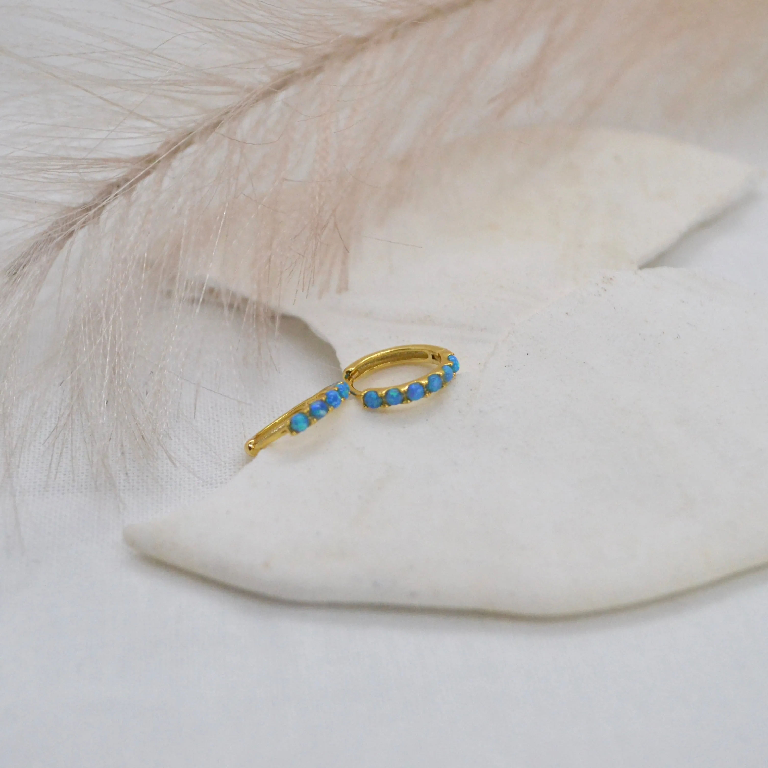 Laila | Blue Opal Sterling Silver Gold Hoops