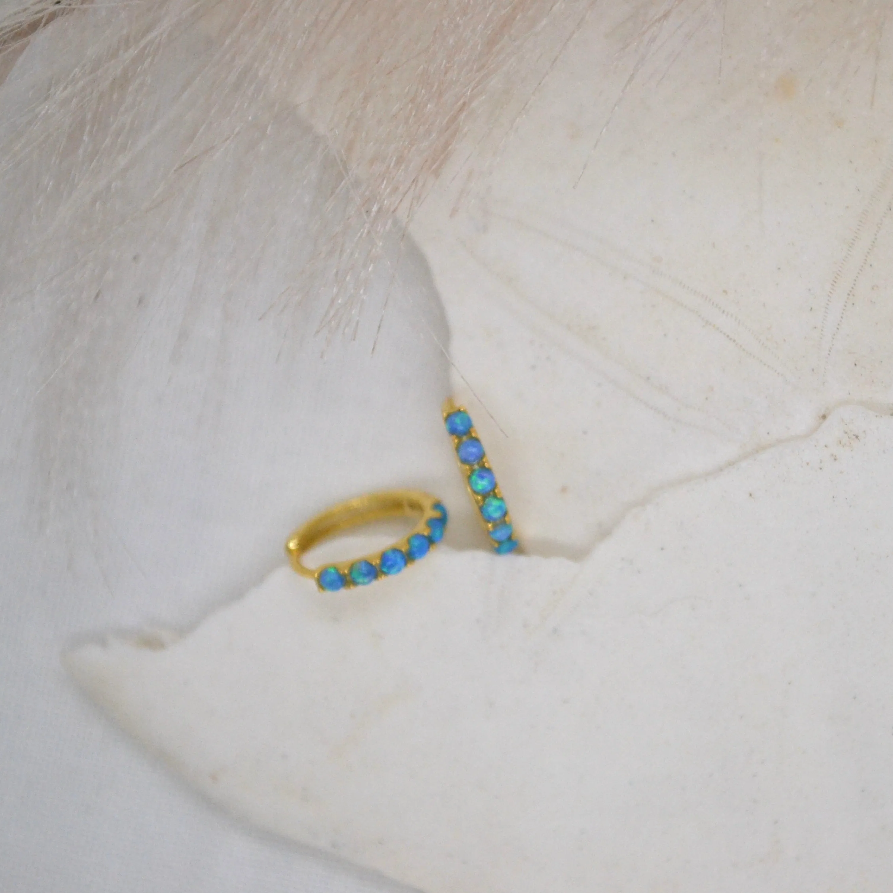 Laila | Blue Opal Sterling Silver Gold Hoops