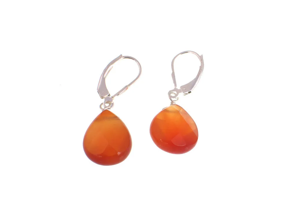 Large Faceted Teardrop Stone Earrings