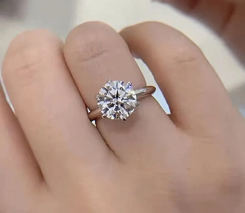 Luxury PT950 Platinum Real Moissanite Diamond Ring Solitaire VVS 1 Carar / 2 Carat / 3 Carat Wedding Band Fine Jewelry For Women