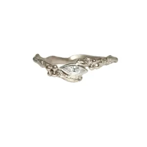 Marquise Diamond Nature Engagement Ring, Dainty Gold Twig Engagement Ring