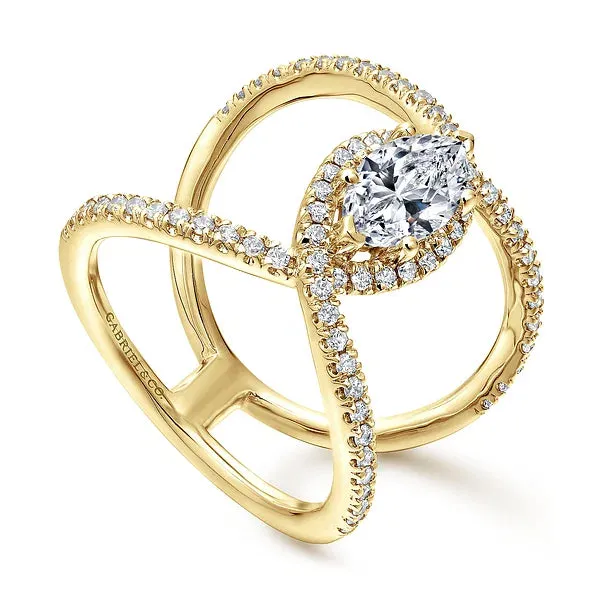 Marquise Halo Wide Twist Diamond Engagement Ring Mounting