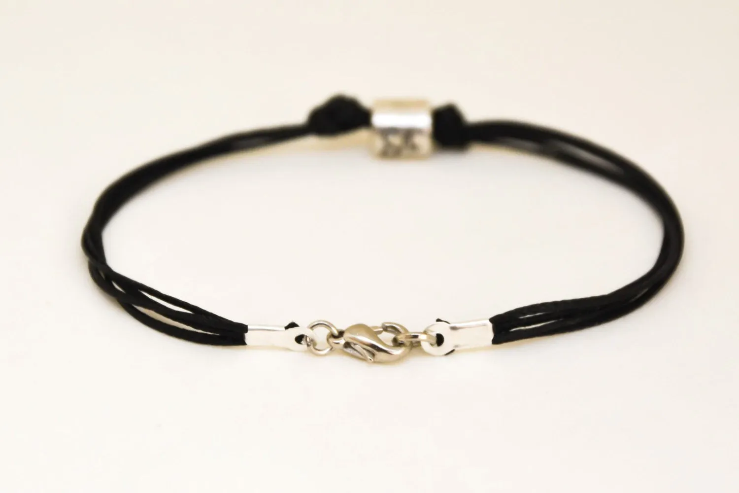 Men's Zodiac signs bracelet, silver Capricorn sign bead, black cord, birthday gift for him