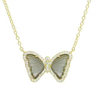 Mini Butterfly Necklace in Smoky Quartz