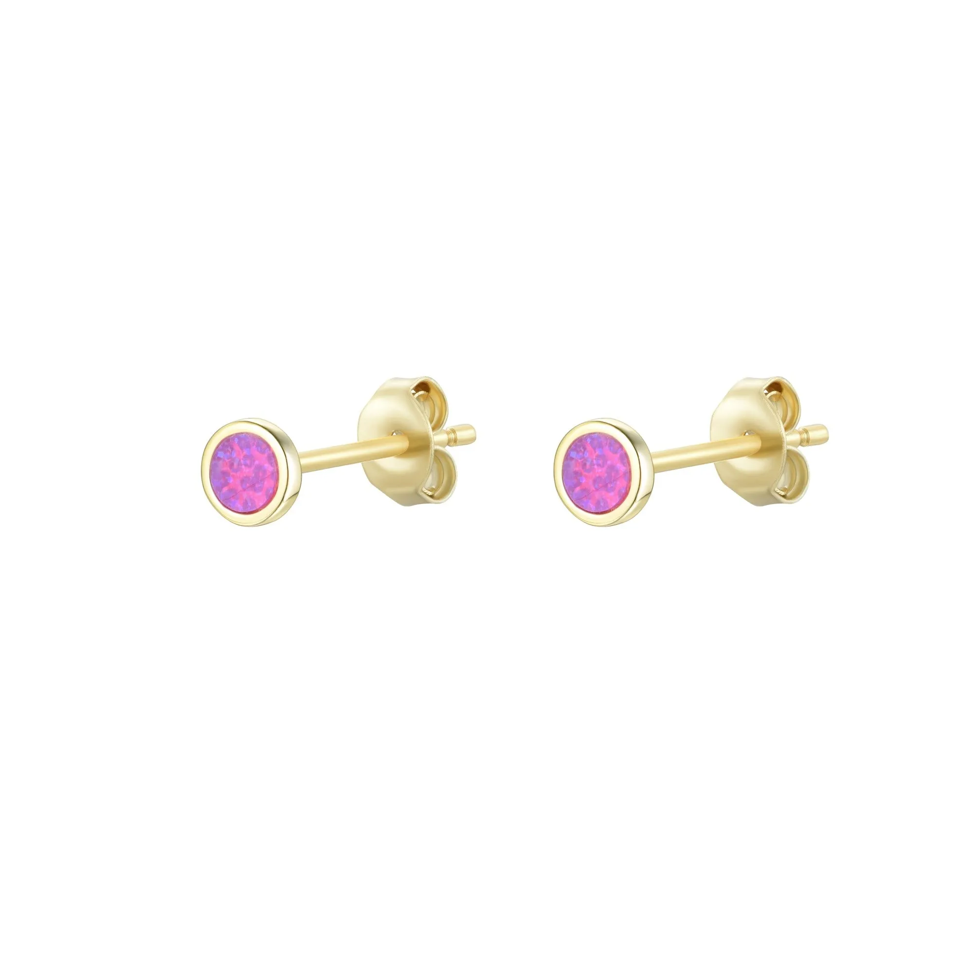 Mini Round Opal Stud Earrings