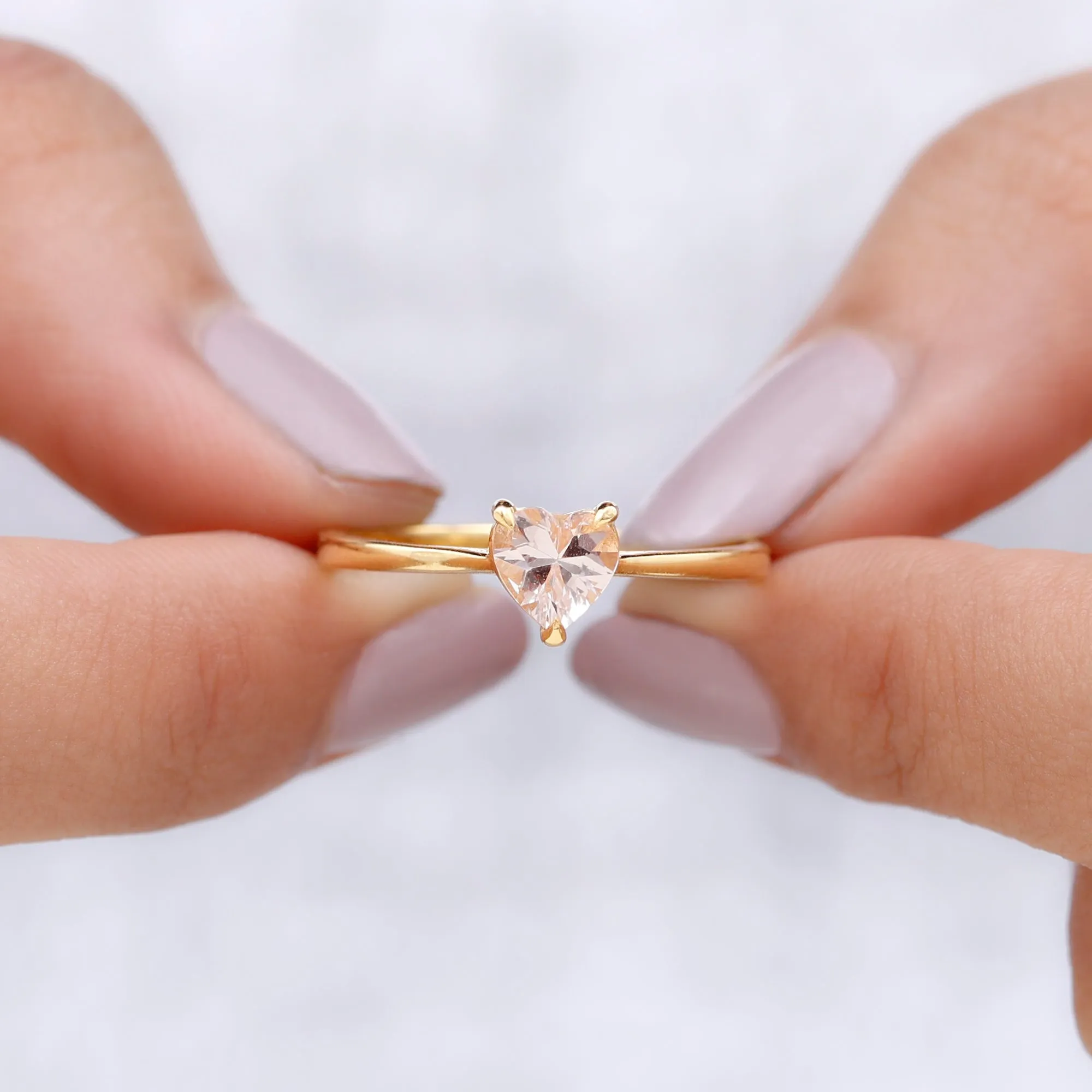 Morganite Heart Solitaire Engagement Ring