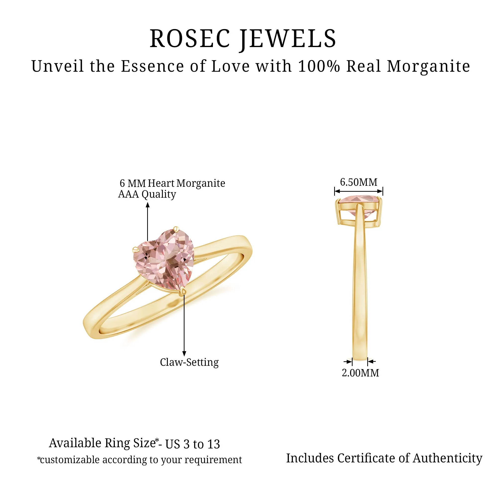 Morganite Heart Solitaire Engagement Ring