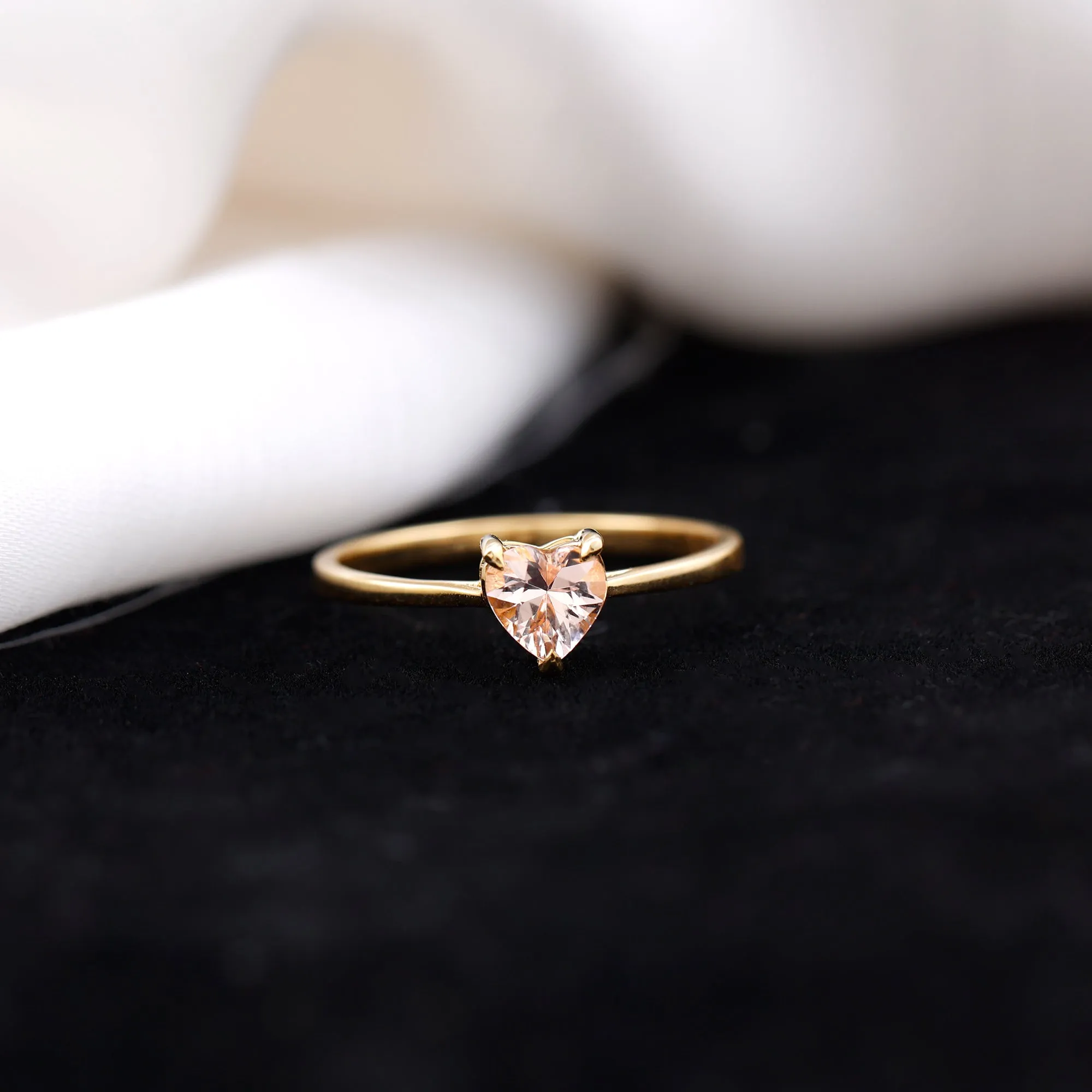 Morganite Heart Solitaire Engagement Ring