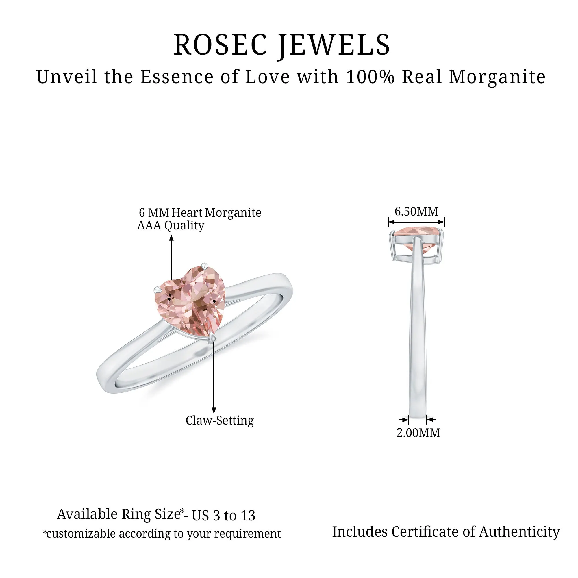 Morganite Heart Solitaire Engagement Ring