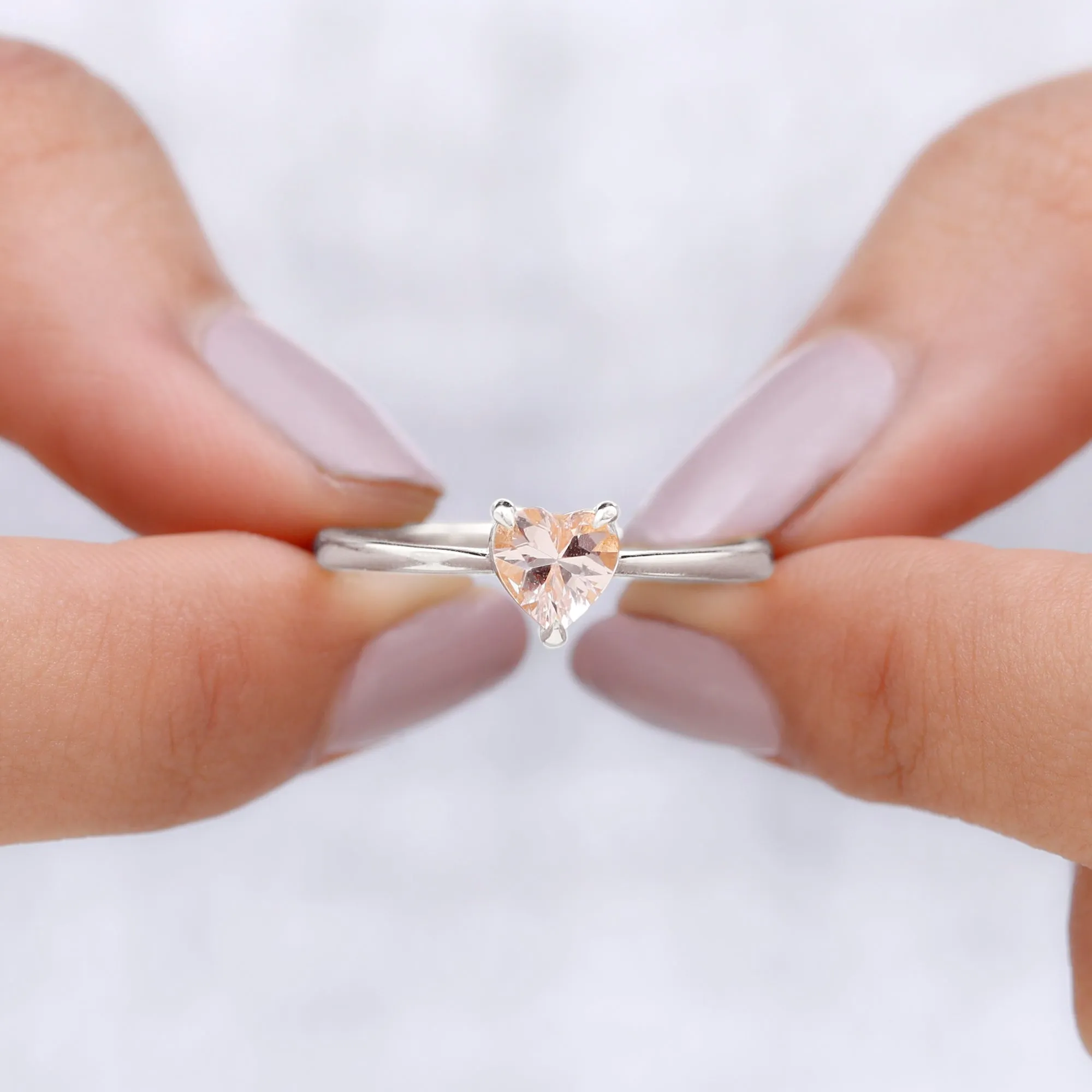 Morganite Heart Solitaire Engagement Ring