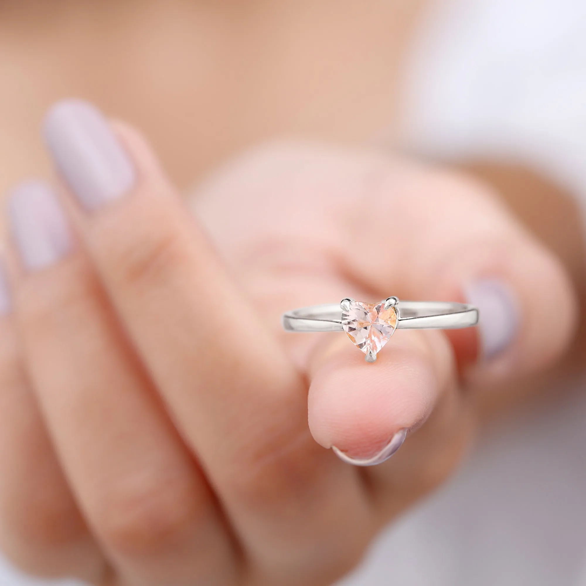 Morganite Heart Solitaire Engagement Ring