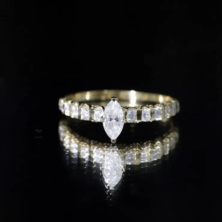 Naomi Watts Inspired Moissanite Solitaire Engagement Ring with Side Stones