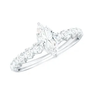 Naomi Watts Inspired Moissanite Solitaire Engagement Ring with Side Stones