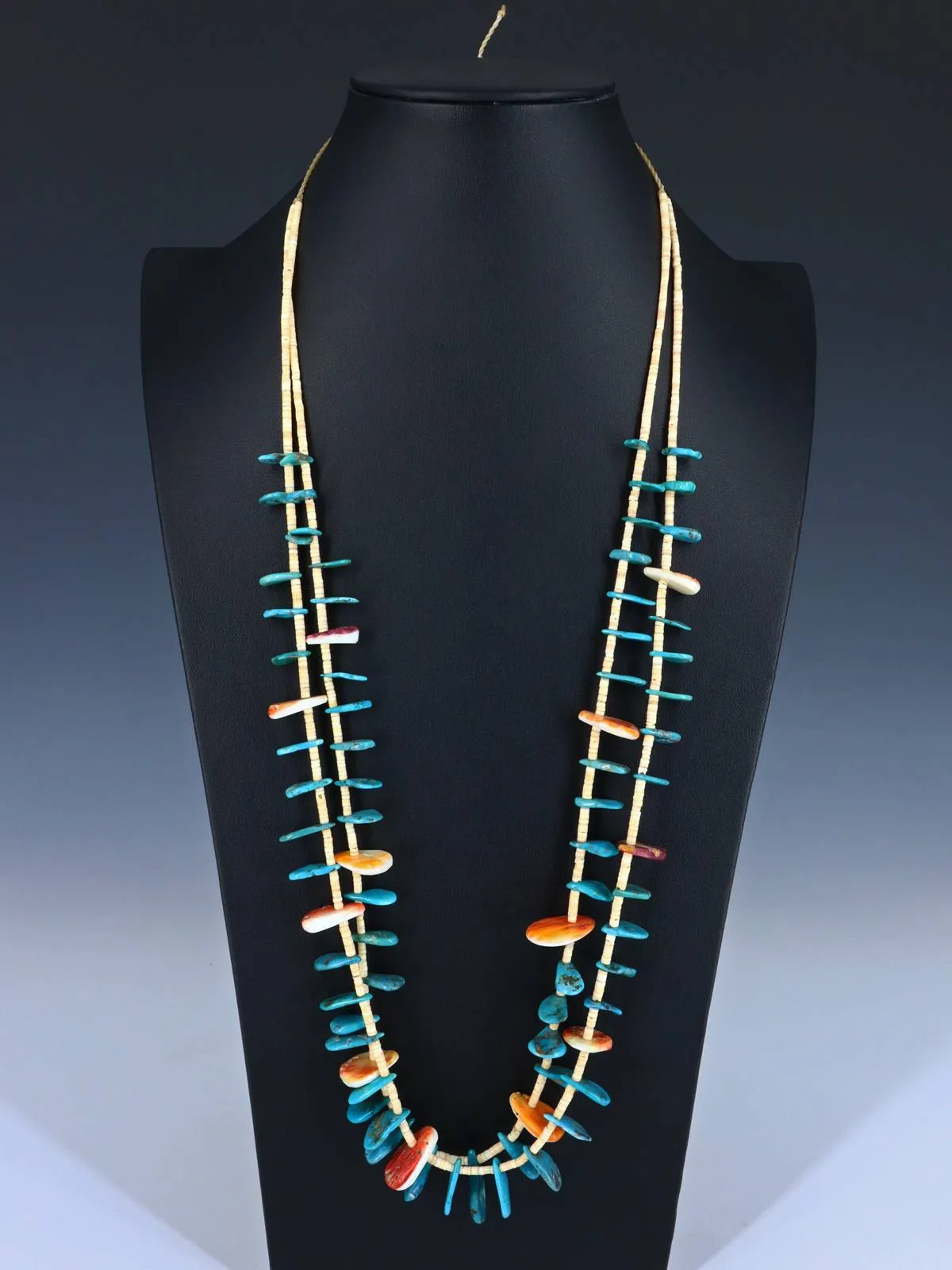 Native American Santo Domingo Turquoise Two Strand Necklace