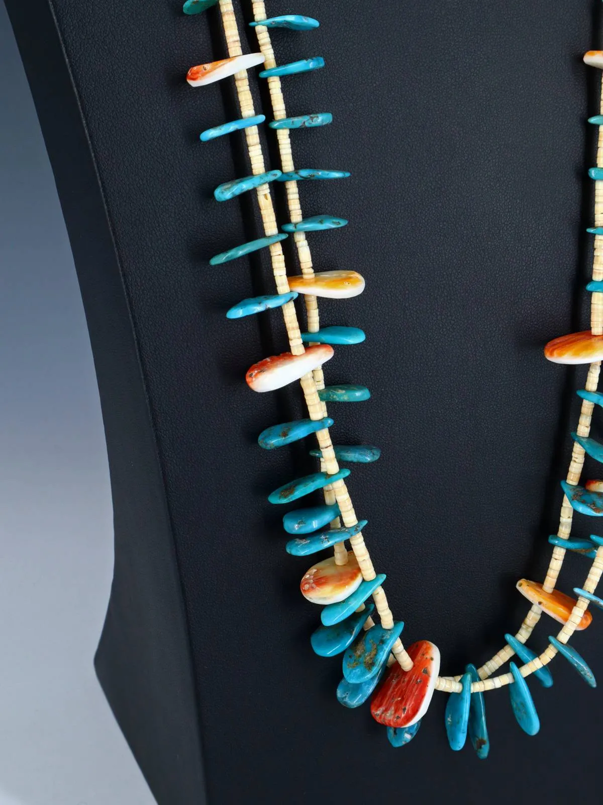 Native American Santo Domingo Turquoise Two Strand Necklace