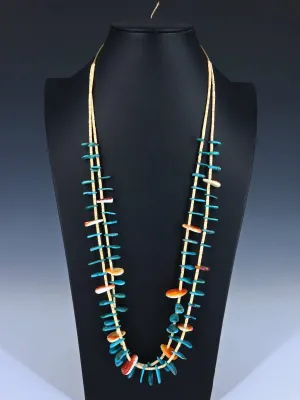 Native American Santo Domingo Turquoise Two Strand Necklace