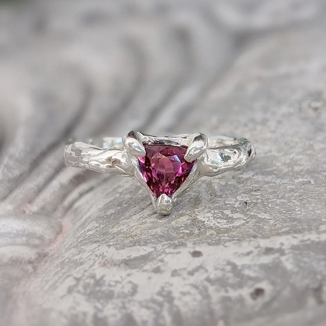 Natural Rubellite Tourmaline Silver ring