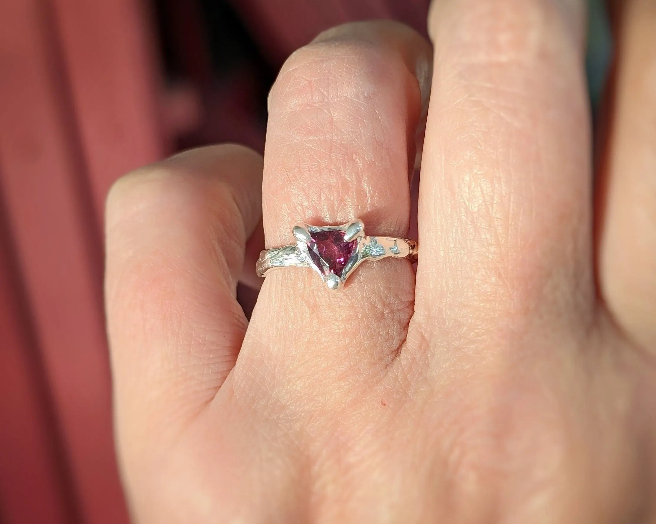 Natural Rubellite Tourmaline Silver ring