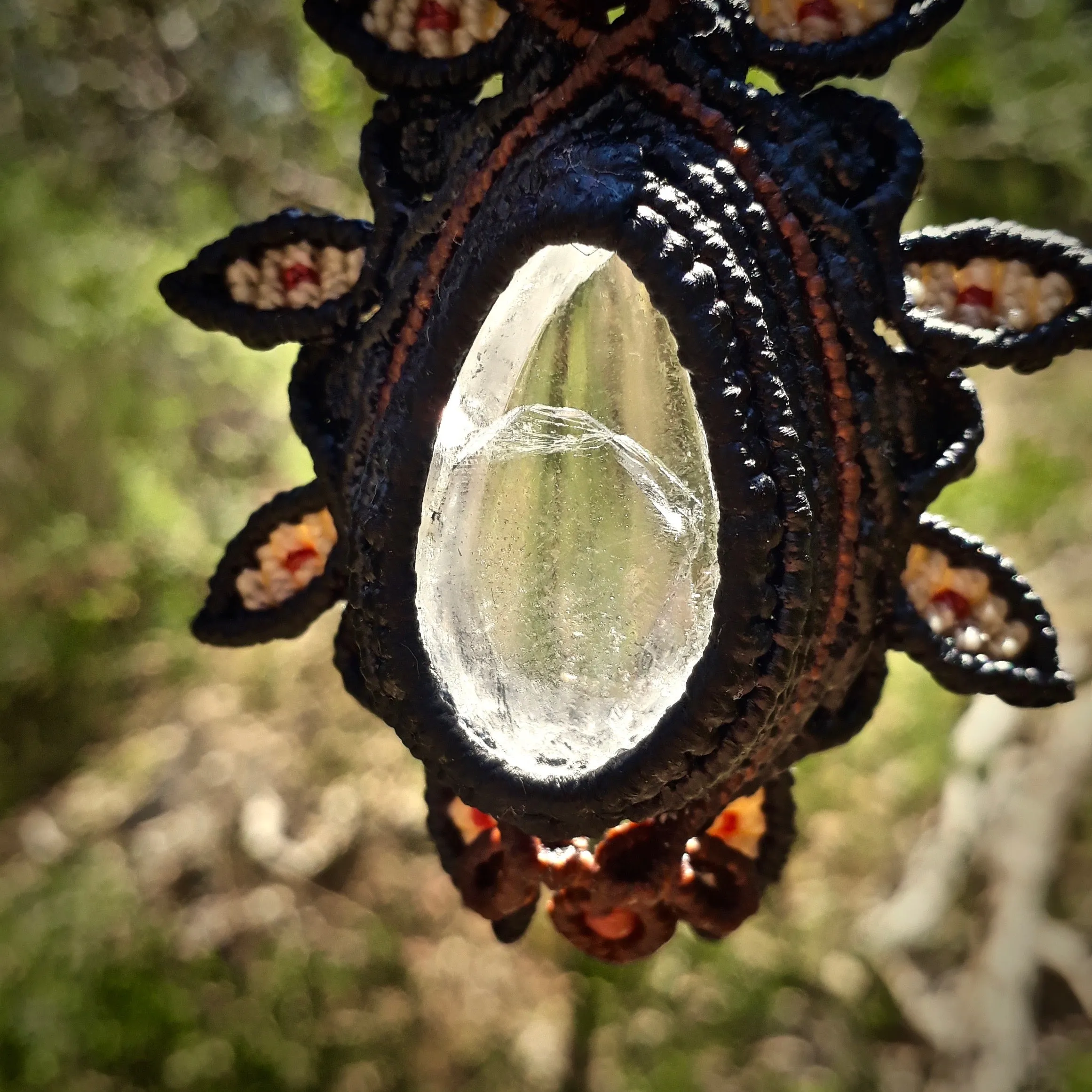 Negative quartz pendant