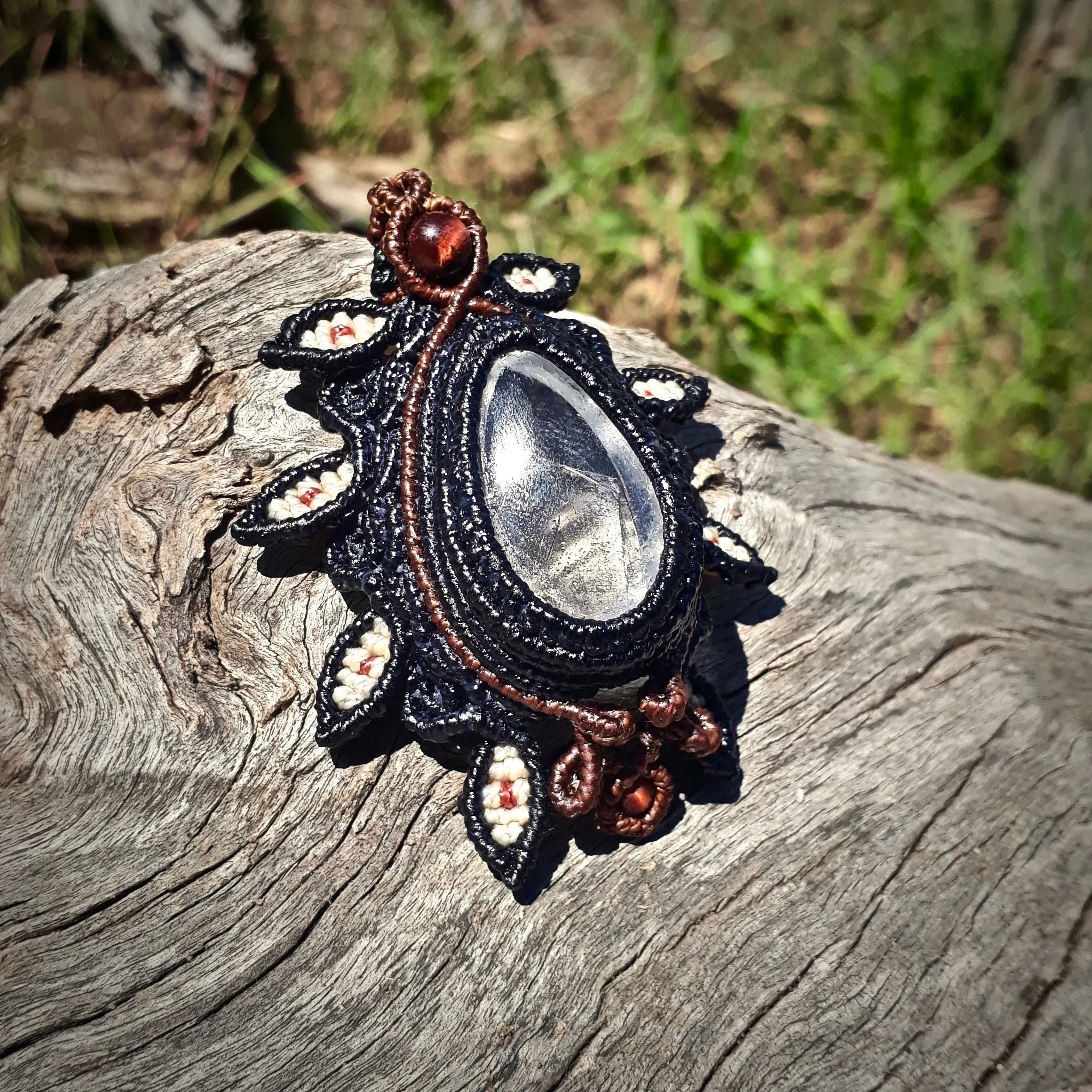 Negative quartz pendant