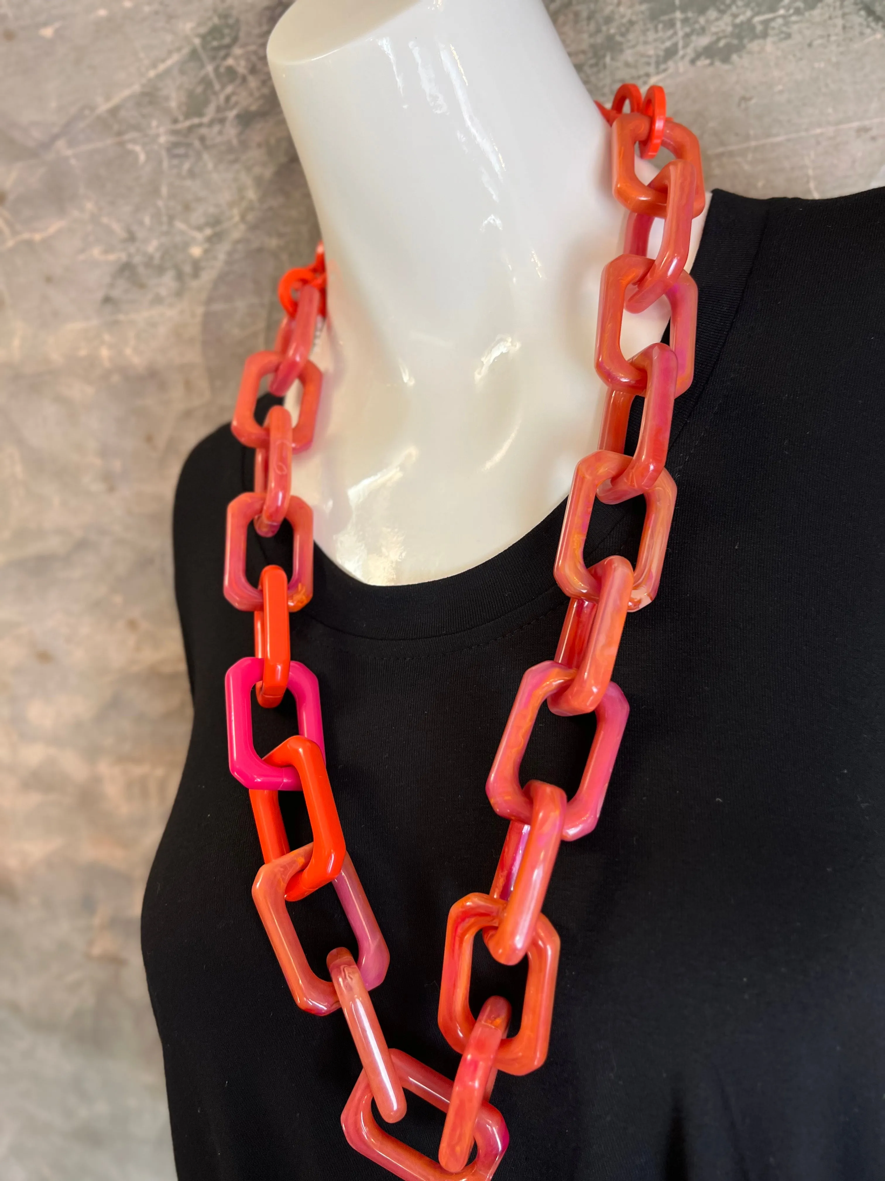 NMB715-CORAL MARBLE NECKLACE