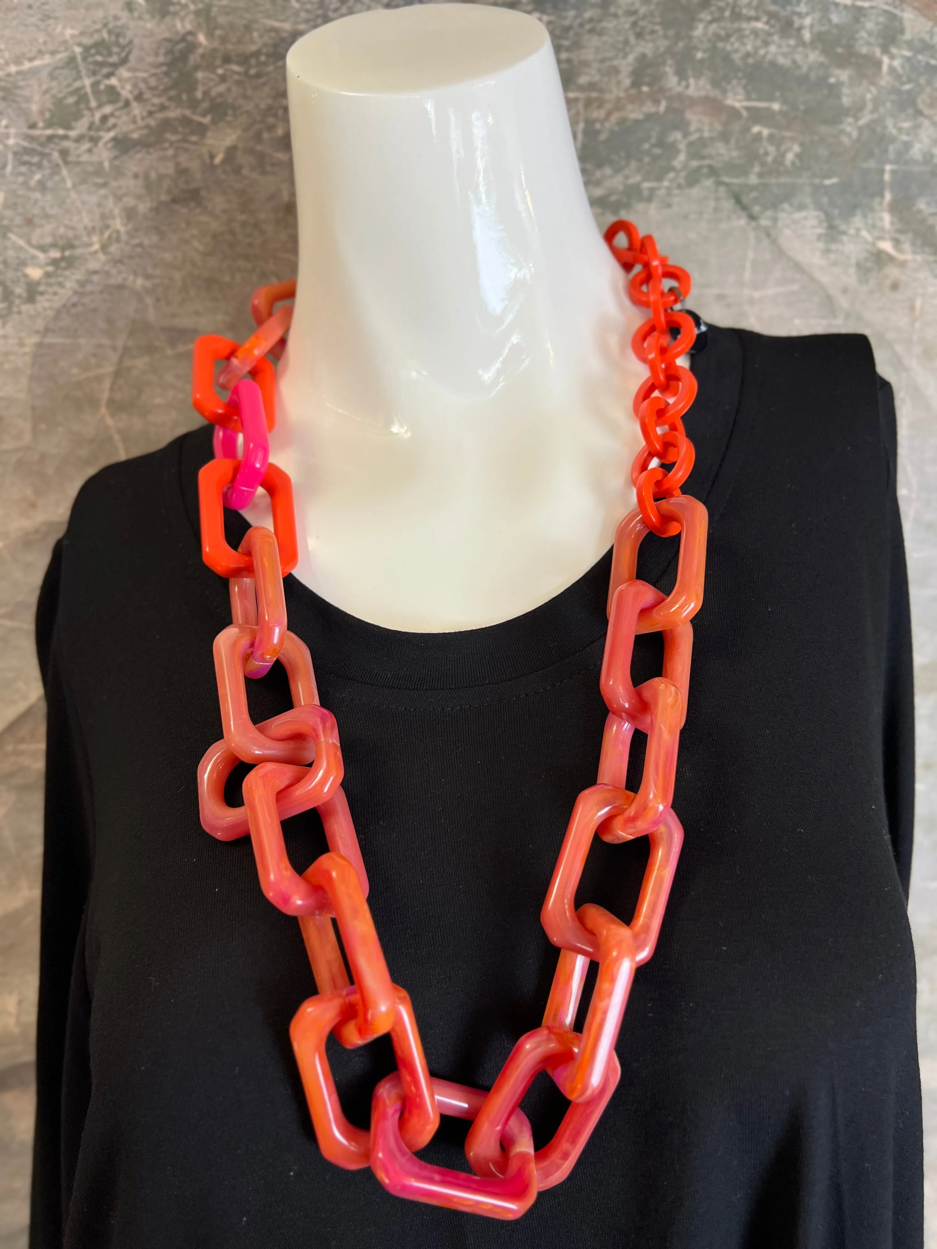 NMB715-CORAL MARBLE NECKLACE