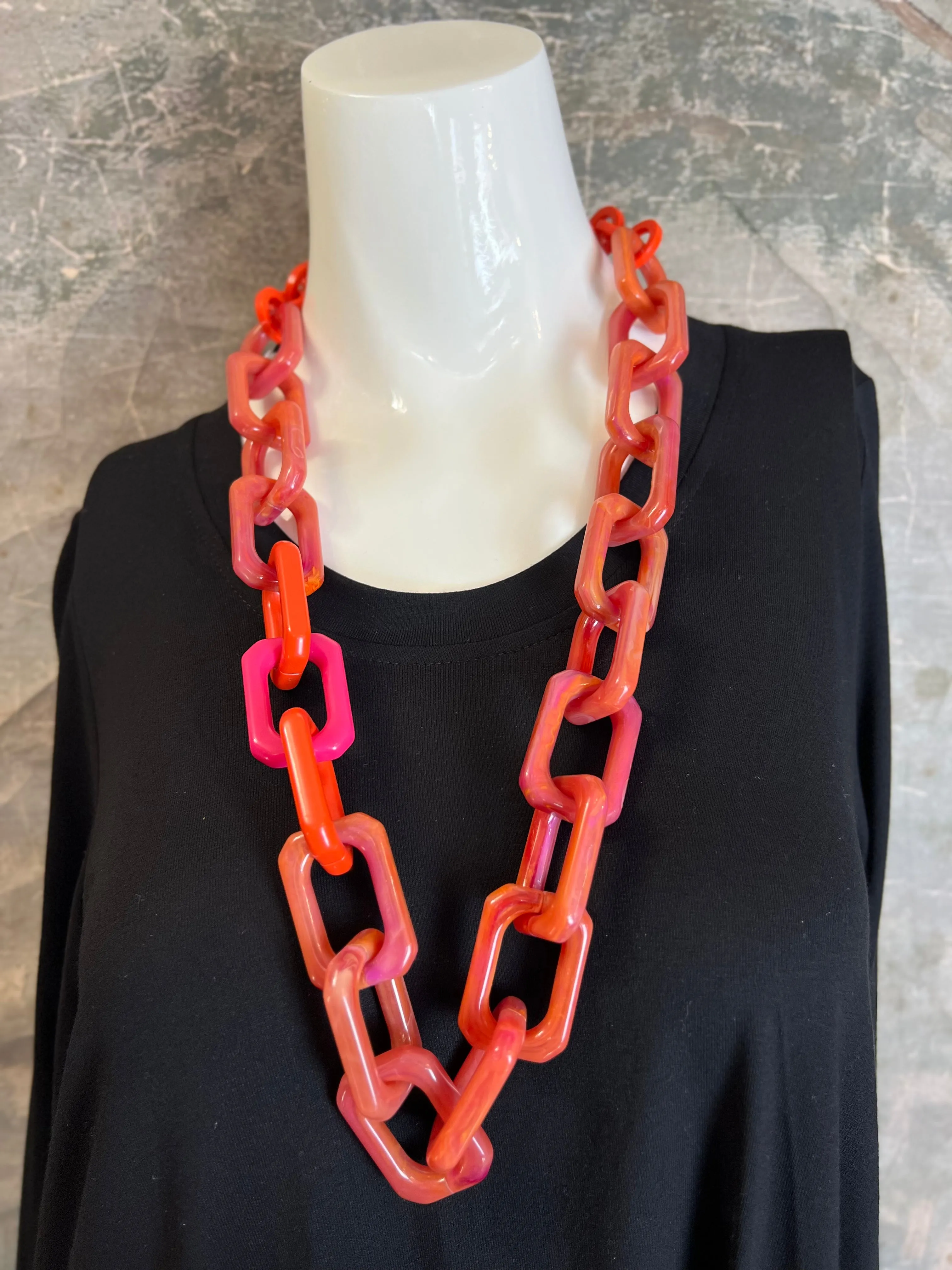 NMB715-CORAL MARBLE NECKLACE