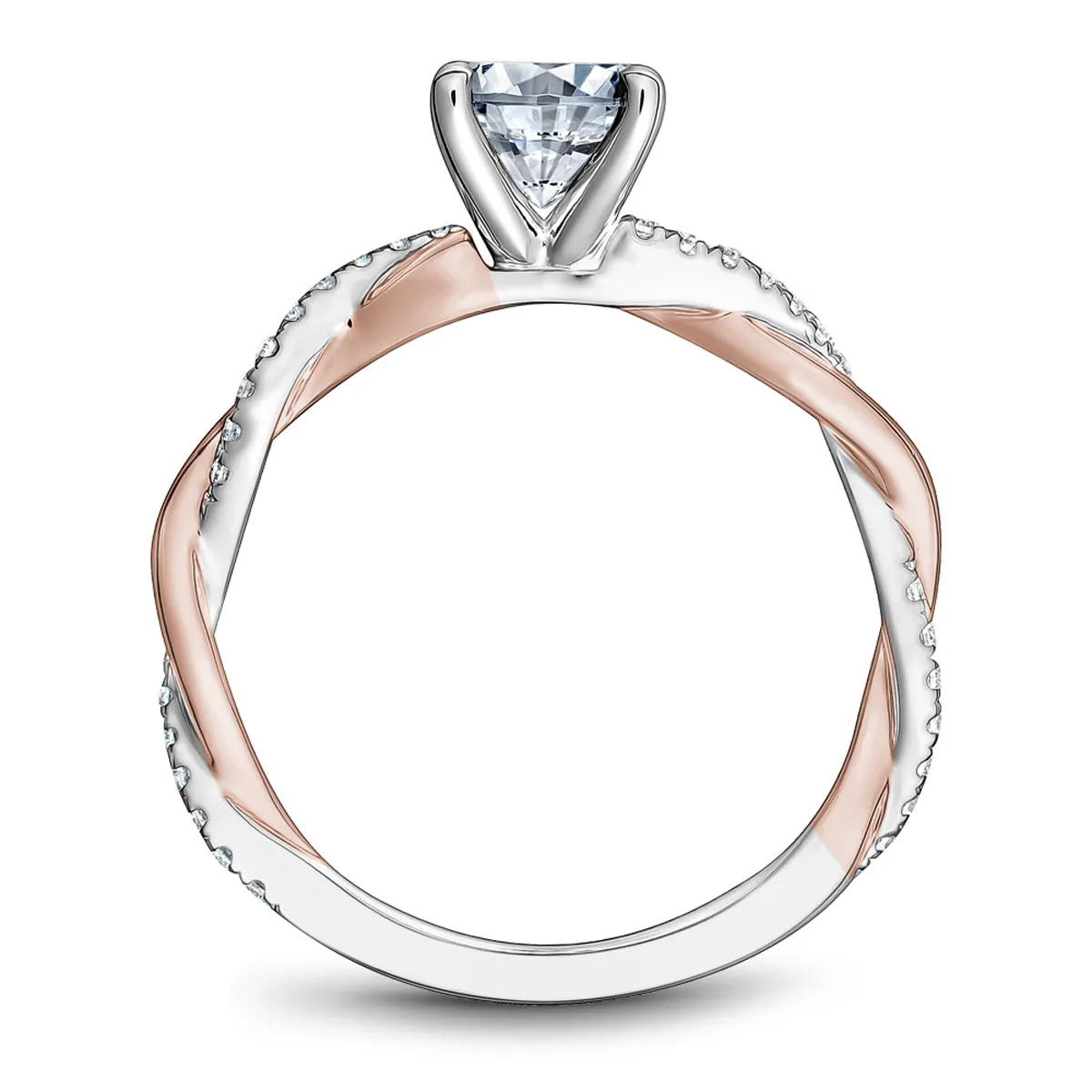 Noam Carver Twist Diamond Engagement Ring Setting in White and Rose Gold