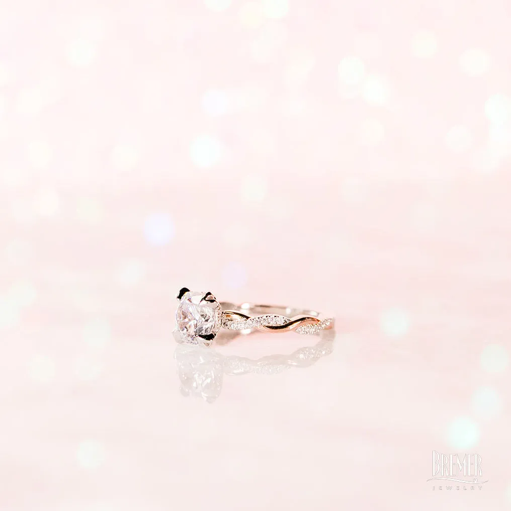Noam Carver Twist Diamond Engagement Ring Setting in White and Rose Gold