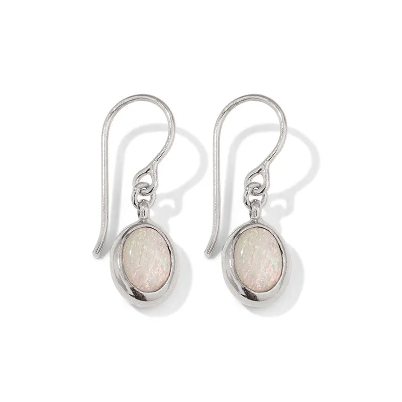 Nova Earring, White Opal, Silver