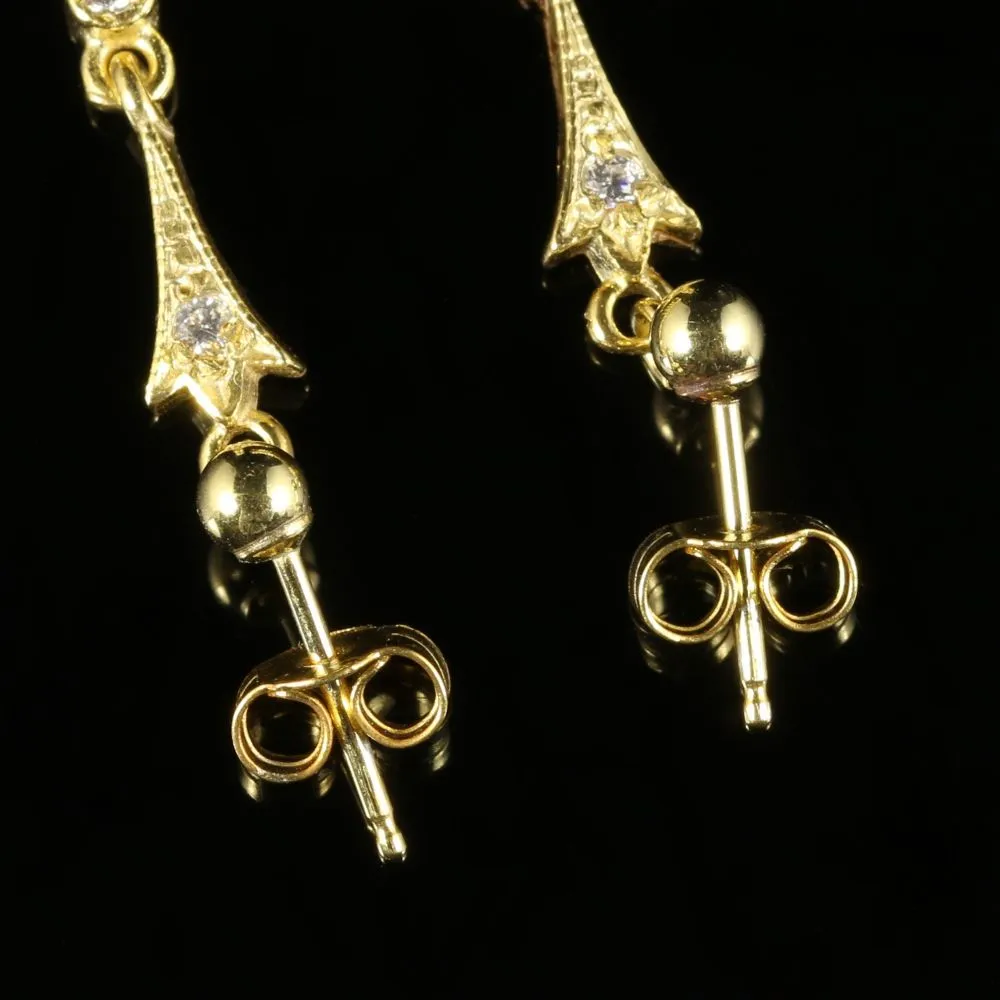 Opal Paste Long Earrings 18Ct Gold On Silver