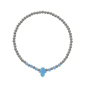 OPALITE HAMSA BEADED SILVER BRACELET