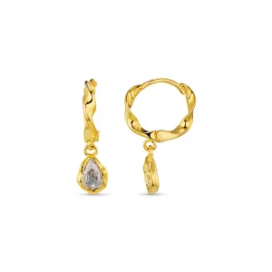 Orelia Twist & Teardrop Huggie Hoops