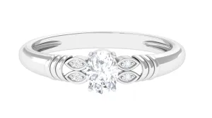 Oval Cut Real Diamond Solitaire Engagement Ring